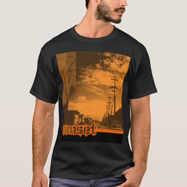 sunset7 - på svart tee shirt (Framsida)