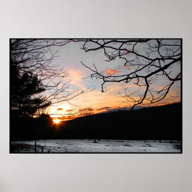 Sunset and Snowy Fält Poster (Framsidan)