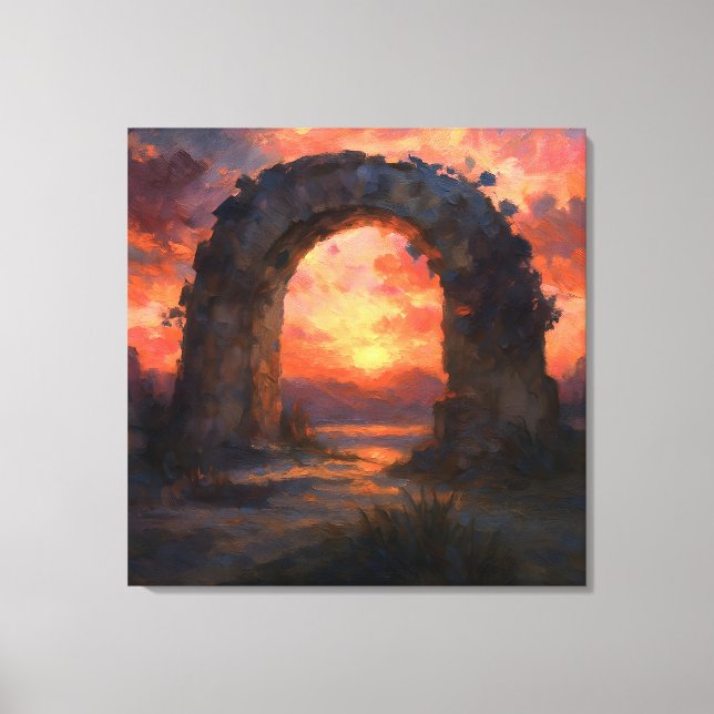 Sunset Arch - Painterly Style Landscape Art Canvastryck (Framsida)