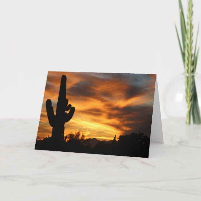Sunset Arizona Greeting Card Saguaros i Himlar Kort (Framsida)