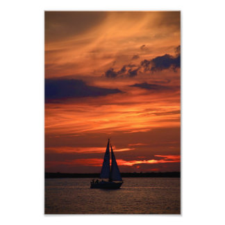 Sunset Artwork over Sailboat Fototryck