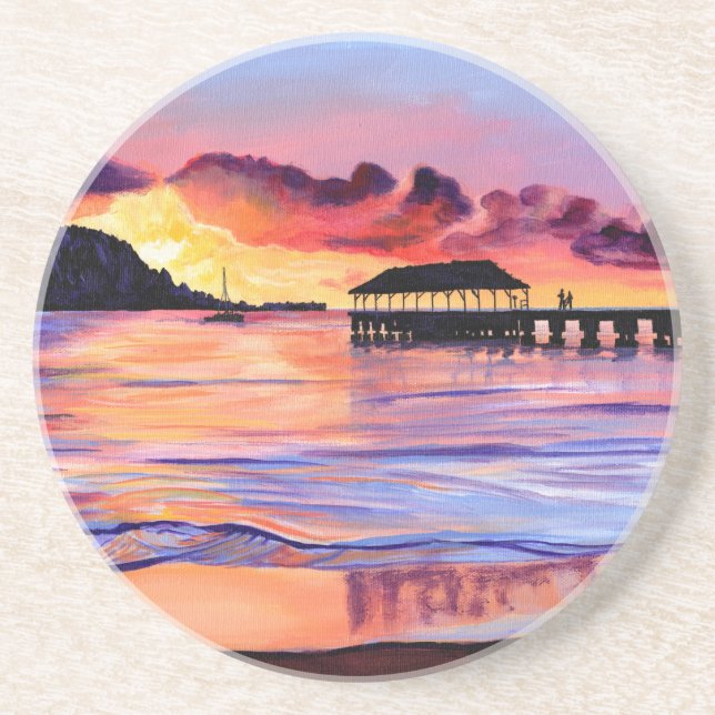 Sunset at Hanalei Pier  Underlägg (Framsidan)