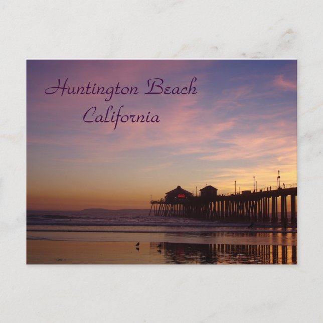 Sunset at Huntington Beach Pier, Kalifornien Vykort (Framsida)