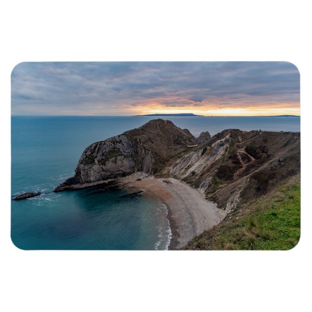 Sunset at Jurrasic Coast, England, UK Magnet (Horisontell)