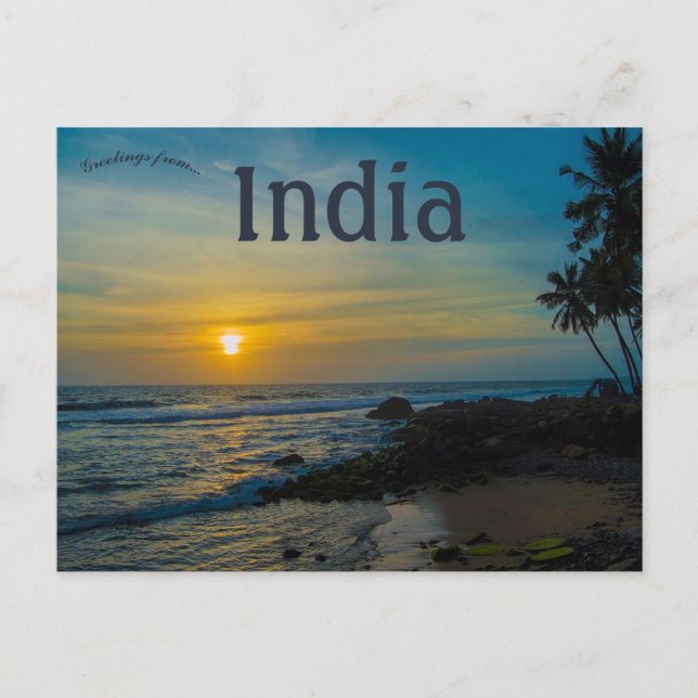 Sunset at Kovalam Kerala India Vykort (Framsida)