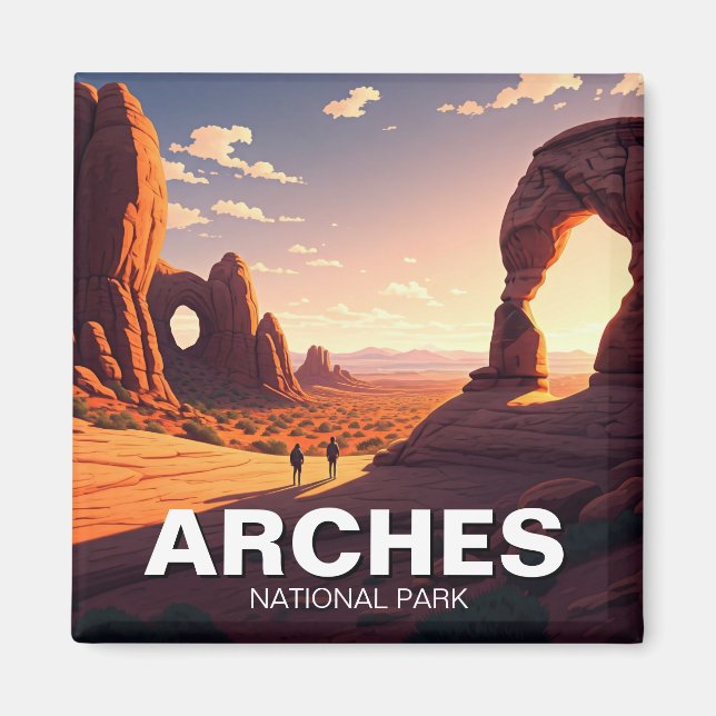 Sunset at Moab Utah Arches nationalpark Magnet (Framsidan)