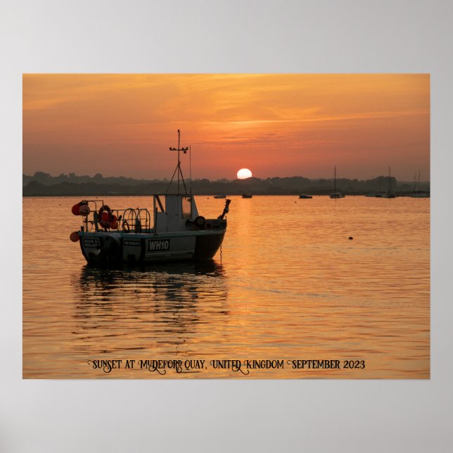 Sunset at Mudeford quay, Förenade kungariket Poster (Framsidan)