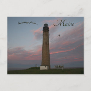 Sunset at Petit Manan Light Maine Vykort