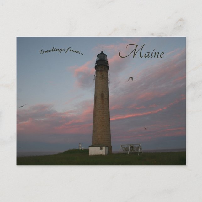 Sunset at Petit Manan Light Maine Vykort (Framsida)