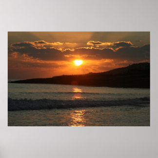 Sunset at Praia Da Luz Beach, Algarve, Portugal Poster