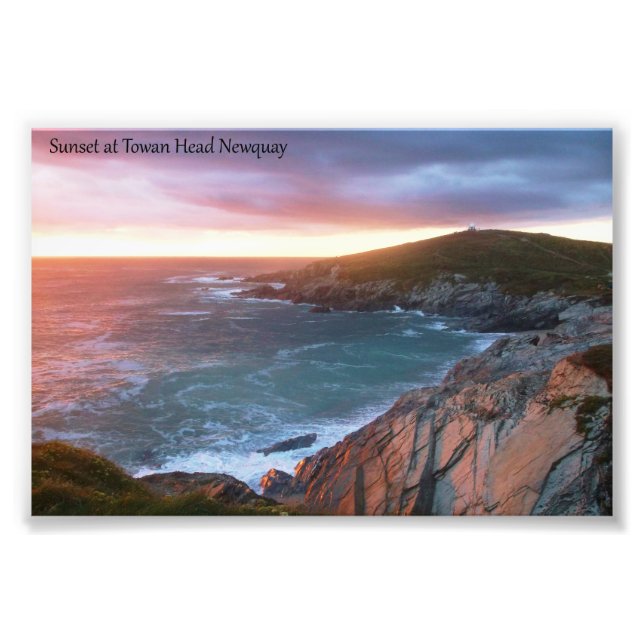 Sunset at Towan Head Newquay Cornwall England Fototryck (Framsidan)