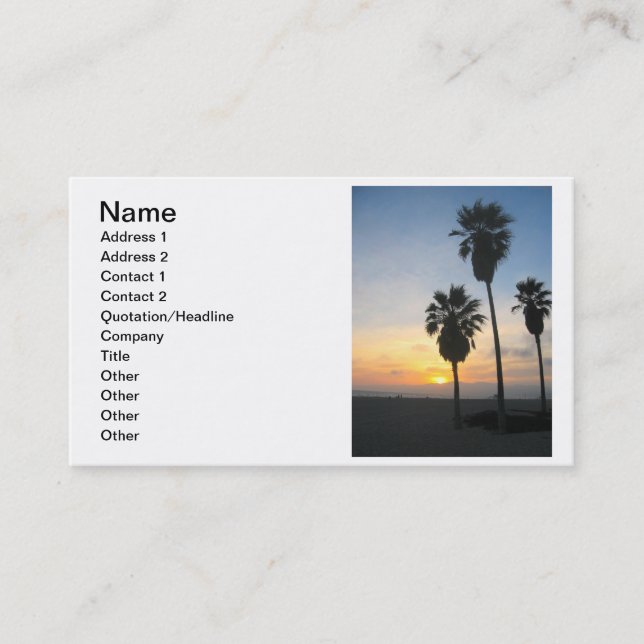 Sunset at Venice Beach California Visitkort (Framsida)