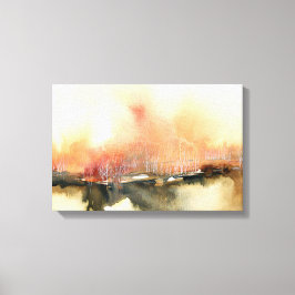 Sunset Atmosfärisk Orange Brown Abstrakt liggande Canvastryck