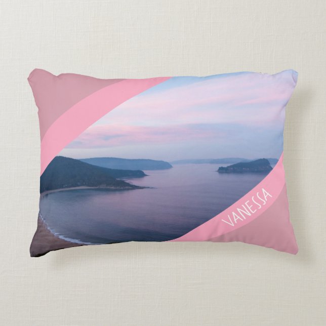 Sunset Australia Pearl Beach, Rosa Womens Prydnadskudde (Framsidan)