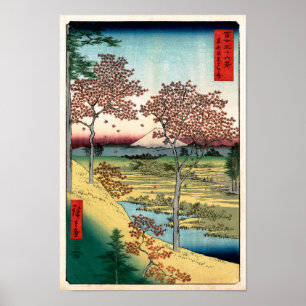 Sunset Backe Meguro Hiroshige japansk finkonst Poster