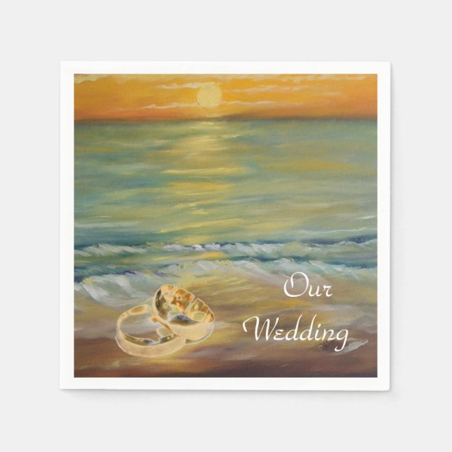 Sunset-badbröllop Pappersservett (Framsidan)