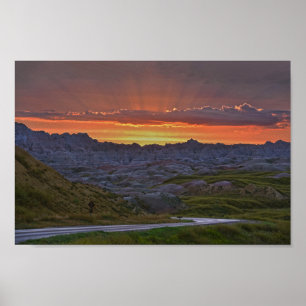 Sunset, Badlands nationalpark Poster