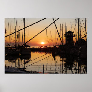 Sunset Bagenkop Harbor, Langeland, Danmark Poster