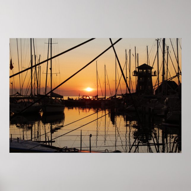 Sunset Bagenkop Harbor, Langeland, Danmark Poster (Framsidan)