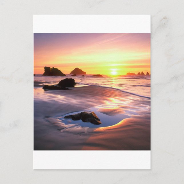 Sunset Bandon Oregon Vykort (Framsida)