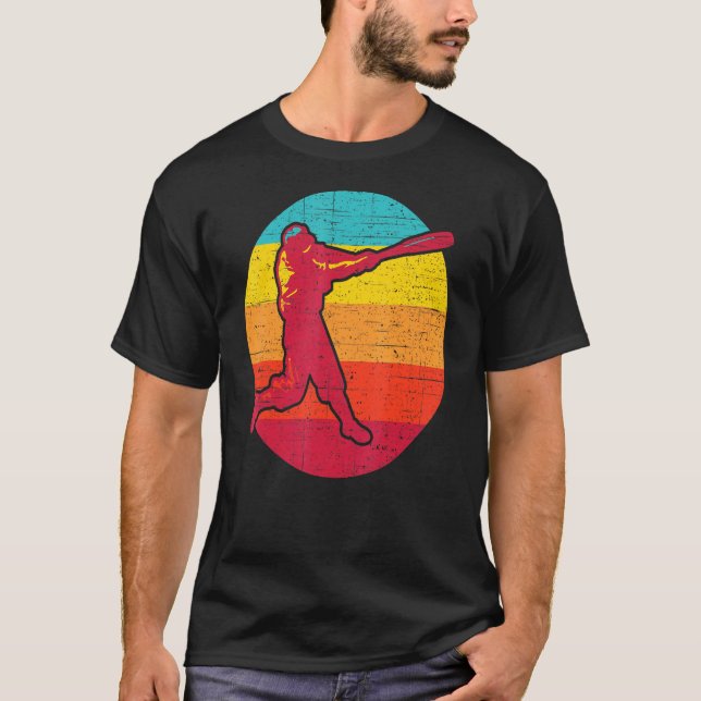 Sunset Baseball Batter Distress T Shirt (Framsida)