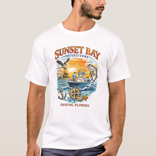 Sunset Bay Outfitters Destin Florida Kustdesign T Shirt (Framsida)