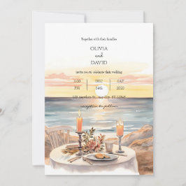 Sunset Beach Candlelight Dinner Scenery Bröllop Inbjudningar