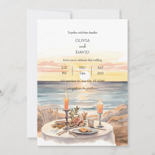 Sunset Beach Candlelight Dinner Scenery Bröllop Inbjudningar