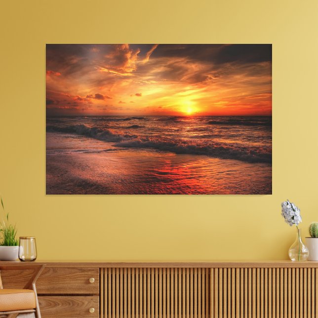 Sunset Beach Canvas Print Picture 17 (Insitu (Vardagsrum))