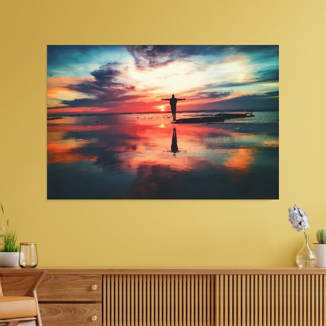 Sunset Beach Canvas Print Picture 34 (Insitu (Vardagsrum))