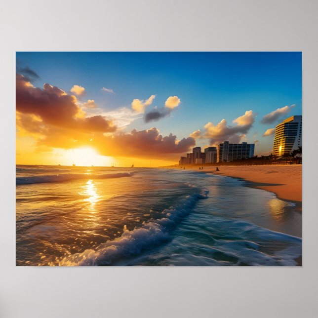 Sunset Beach Cityscape Poster (Framsidan)
