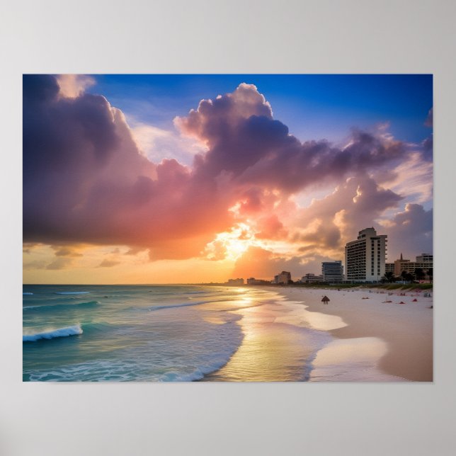 Sunset Beach Cityscape Poster (Framsidan)