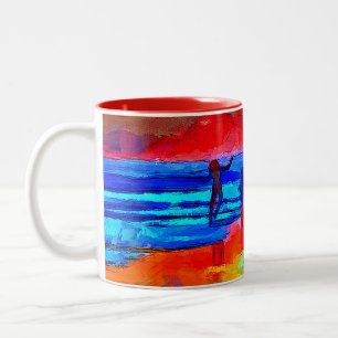 Sunset Beach Dancer in Primary Färger Coffee Mugg