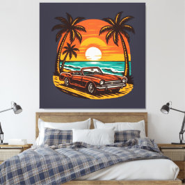 Sunset Beach Drive: Retro Summer Escape Canvastryck