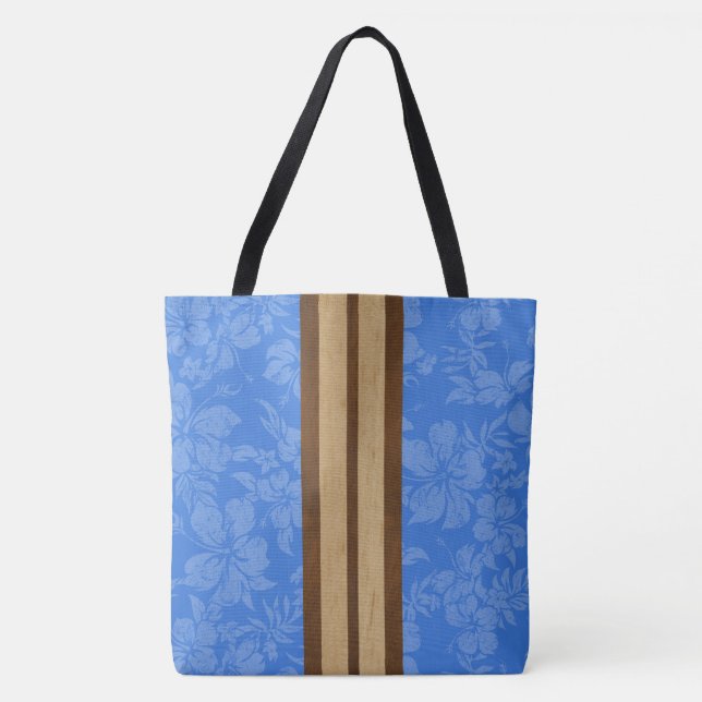 Sunset Beach Faux Wood Rand Hawaiian Beach Bag Tygkasse (Framsida)