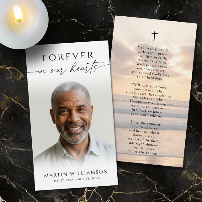 Sunset Beach Forever Hearts Cross Poem Prayer Card Visitkort (Skapare uppladdad)