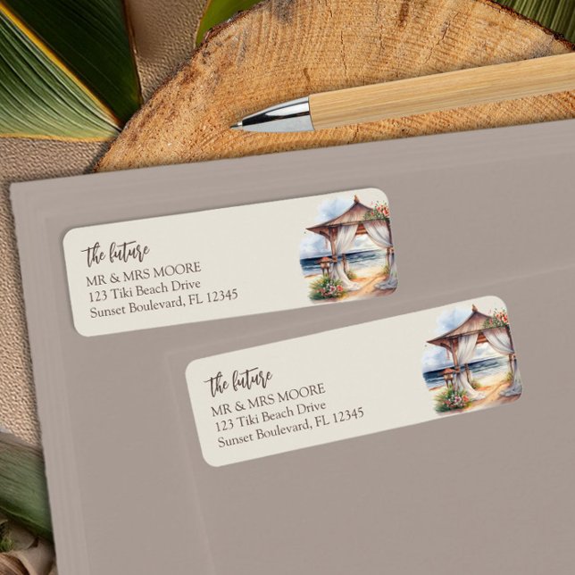 Sunset Beach, framtidens Mr. och Mrs. Returadress Etikett (Future Mr & Mrs, Return address labels from the Sunset Beach Wedding Collection by Darling & May)