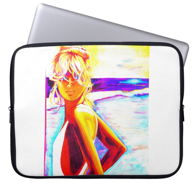 Sunset Beach Girl Laptop Fodral (Framsidan)