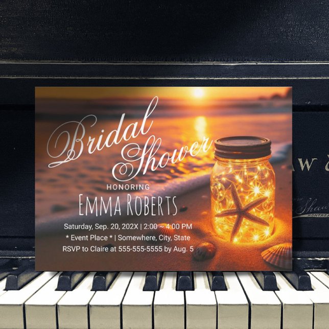 Sunset Beach Glowing Mason Burk Möhippa Inbjudningar (Skapare uppladdad)