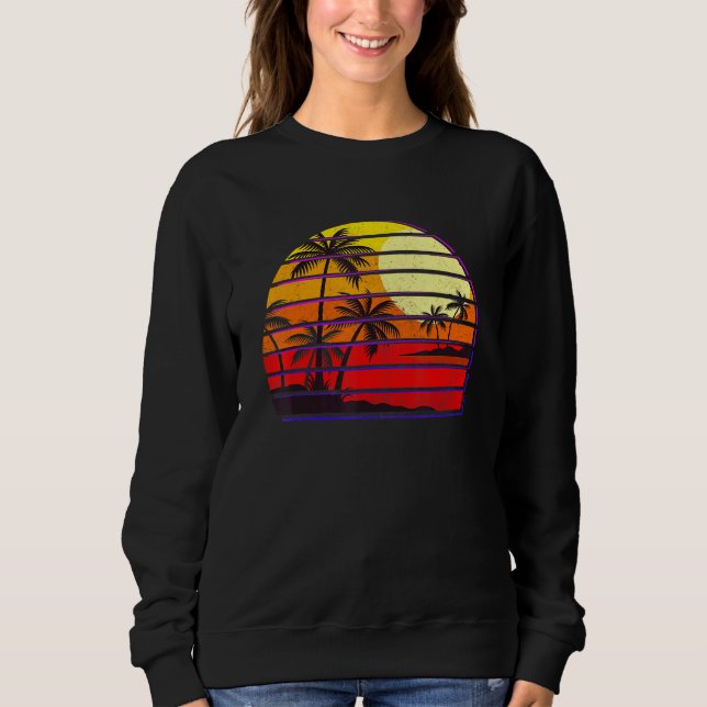 Sunset Beach Handflatan Träd, sommarvaccinering He T Shirt (Framsida)