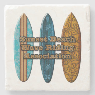 Sunset Beach Hawaiian Surfboard Tiki Pub Underlägg Sten