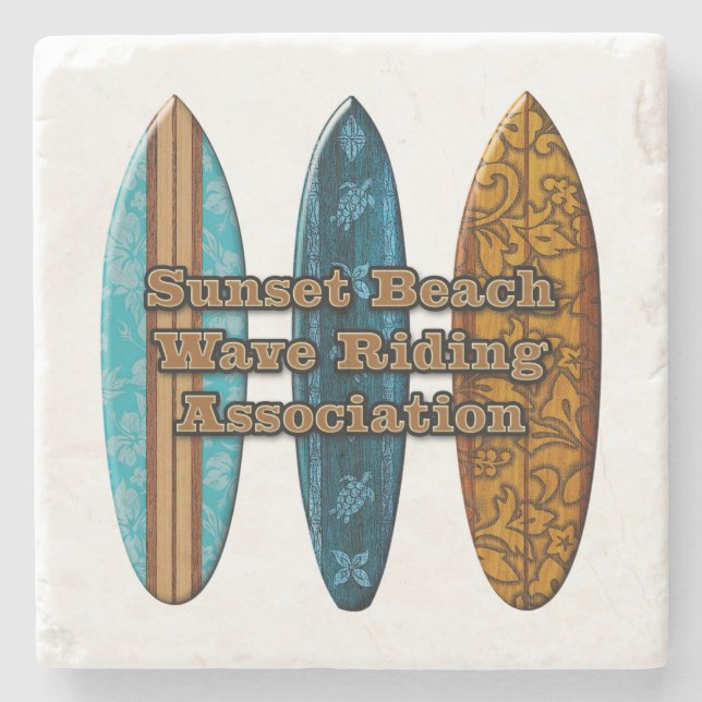 Sunset Beach Hawaiian Surfboard Tiki Pub Underlägg Sten (Framsidan)