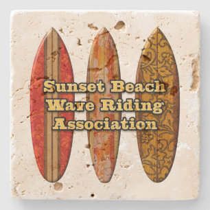 Sunset Beach Hawaiian Surfboards Tiki Bar Coasters Underlägg Sten