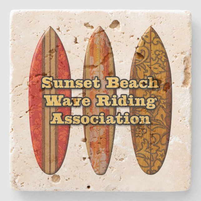 Sunset Beach Hawaiian Surfboards Tiki Bar Coasters Underlägg Sten (Framsidan)