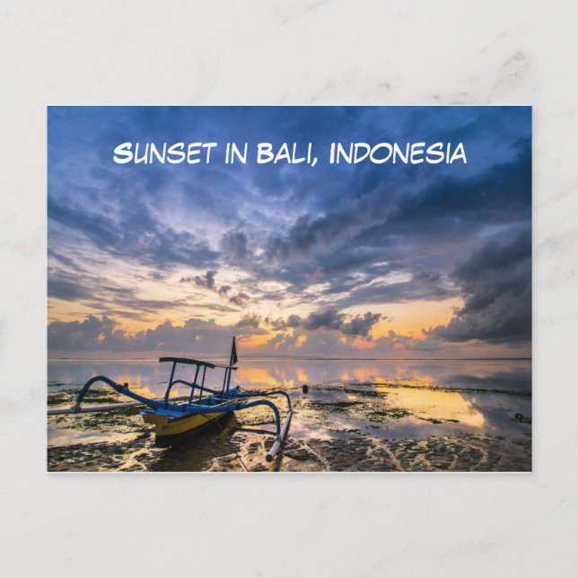Sunset Beach in Bali, indonesiskt vykort (Framsida)