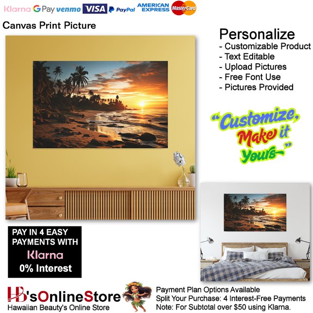 Sunset Beach Kanvastryck Bild 1 (Sunset Beach Canvas Print Picture 1.)