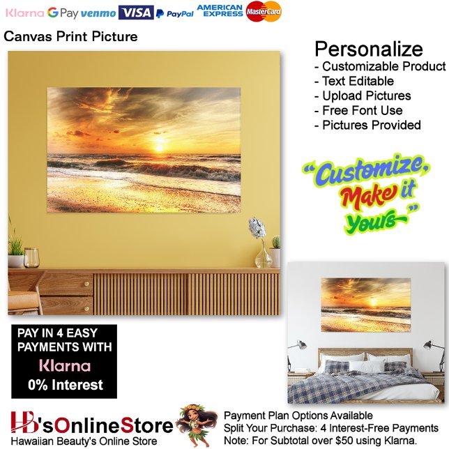 Sunset Beach Kanvastryck Bild 18 (Sunset Beach Canvas Print Picture 18.)