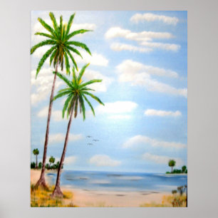 sunset,beach,lighthouse,palm tree,tropical,ocean, poster