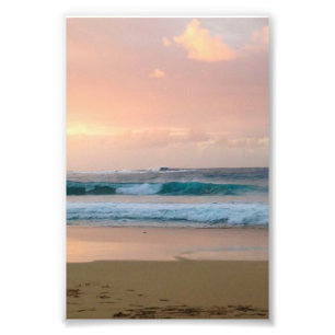 Sunset Beach med hav Fototryck