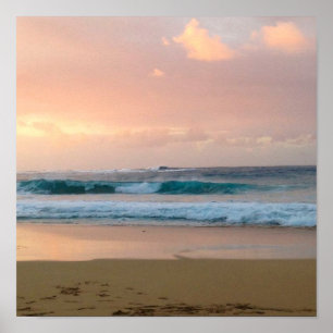 Sunset Beach med hav Poster